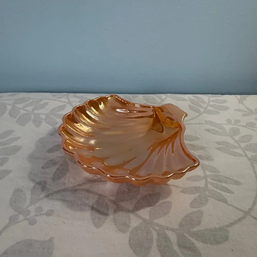 Fire-King Peach Lustre Shell Dish Candy Trinket Bowl Vintage Anchor Hocking